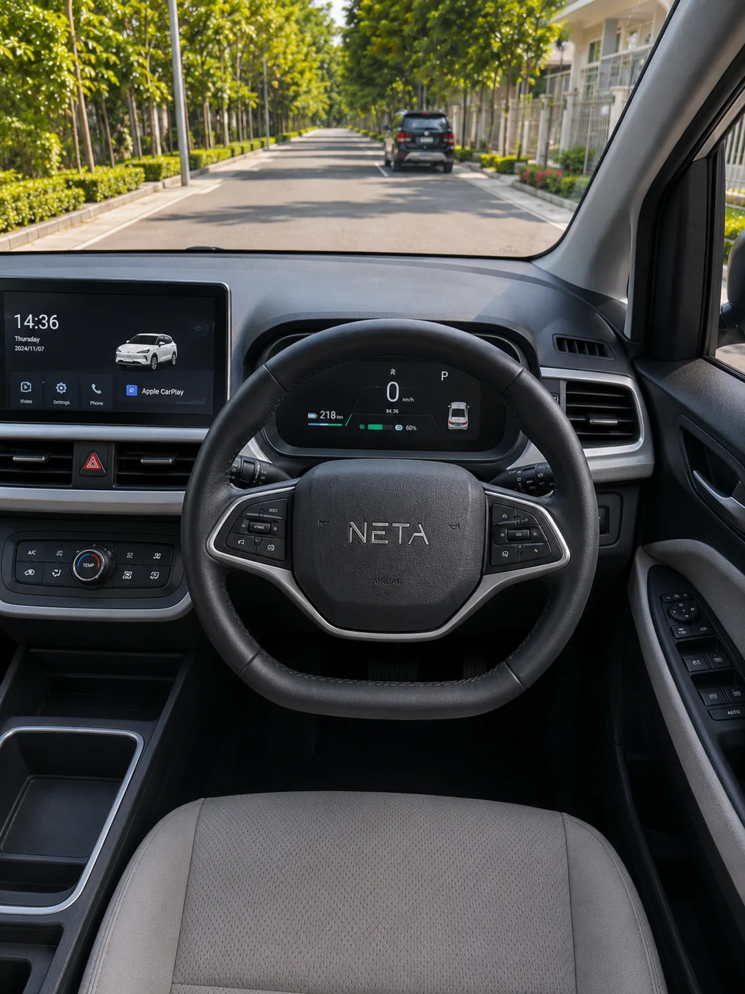 Neta VII EV steering wheel real interior photo